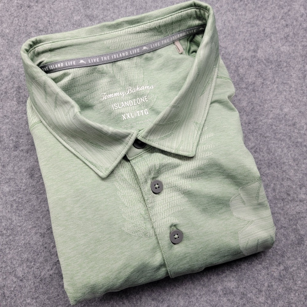 Tommy Bahama Polo Shirt Men's 2XL /TTG  Large Big Green Island Zone Lightweight